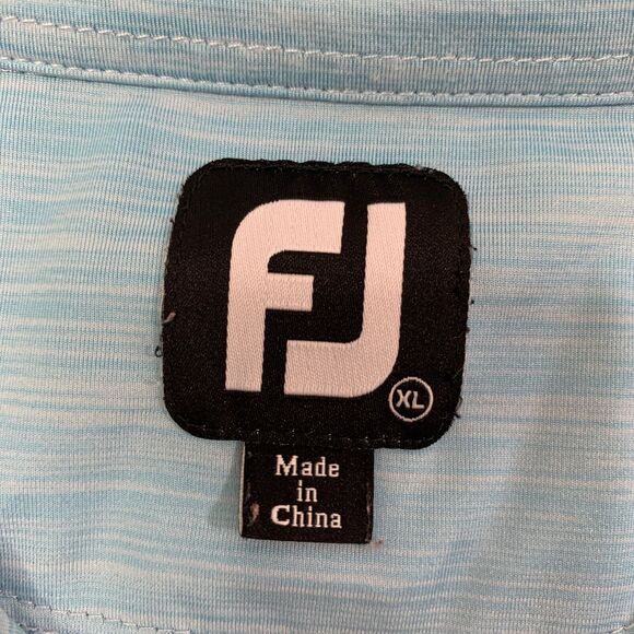 FJ FootJoy Polo Shirt Mens XL Extra Large Sky Blue Prescott Golf Club Droptail - Picture 6 of 13